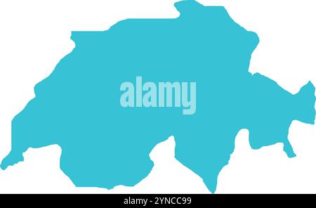 Svizzera MAPPA in Blu, Mappa Paese, Svizzera, Mappa di confine, linea di confine della Svizzera, Mappa geografica Illustrazione Vettoriale
