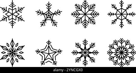 Set di segni di fiocchi di neve Illustrazione Vettoriale