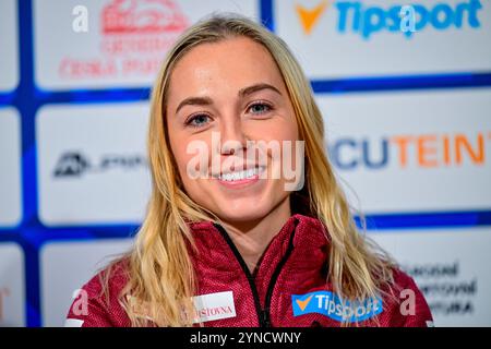 Praga, Repubblica Ceca. 25 novembre 2024. La biatleta ceca Tereza Vobornikova partecipa alla conferenza stampa dell'Unione di biathlon ceco prima dell'inizio della stagione a Praga, Repubblica Ceca, il 25 novembre 2024. Crediti: Vit Simanek/CTK Photo/Alamy Live News Foto Stock