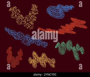 Disegno a doodle di forme alla moda. Schizzo a mano libera Illustrazione Vettoriale