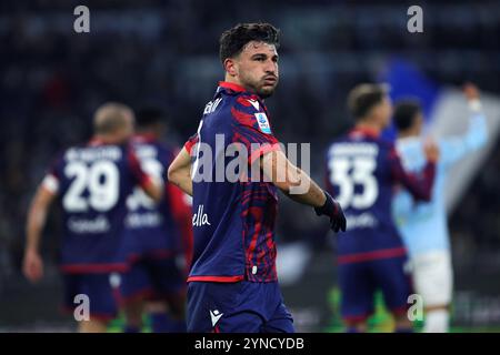 Roma, Italia. 24 novembre 2024. Riccardo Orsolini di Bologna reagisce durante la partita di campionato italiano di serie A tra SS Lazio e Bologna F Foto Stock