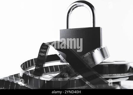 Noleggio film vietato. Blocco degli annunci. Film vietato. Elenco delle sanzioni nella produzione cinematografica. Foto Stock