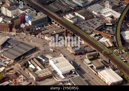 Vista aerea del centro di Birmingham, zona di Digbeth, Inghilterra, Regno Unito Foto Stock