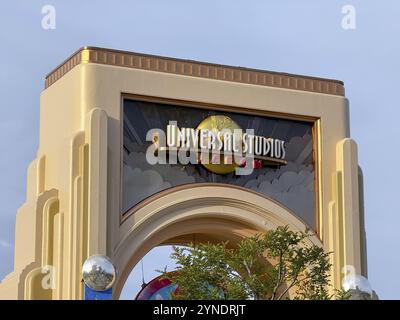 Konohana Ward, Osaka, Giappone. 24 dicembre 2023. Ingresso iconico agli Universal Studios Japan Foto Stock