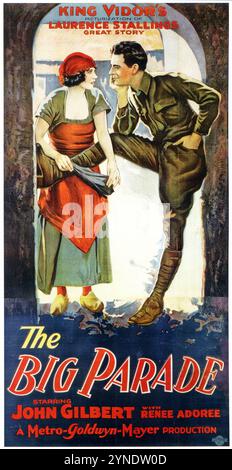 Poster cinematografico d'epoca per il film del 1925 The Big Parade con John Gilbert e Renée Adorée Foto Stock