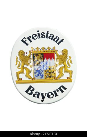 Shield, Stato libero di Baviera, confine di Stato, Enamelled Shield Bavaria, Repubblica federale di Germania Foto Stock