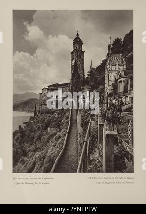 La Chiesa di Morcote sul Lago di Lugano. Dal fotografo svizzero Jean Gaberell Portfolio "album of Switzerland" pubblicato negli anni '1920 Foto Stock