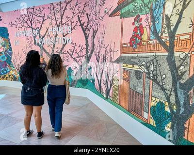 Il cartello d'ingresso, titolo alla mostra temporanea Japanese Prints in Transition al Legion of Honor Art Museum di San Fransisco, California. Foto Stock
