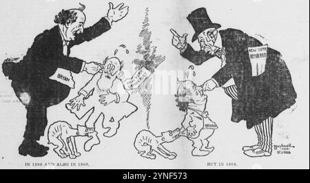 Bushnell cartone animato su William Jennings Bryan contro il Partito Democratico di New York. Foto Stock