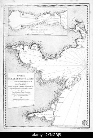 Carte de la baie des Chaleurs a la cote Occidentale du golfe de St. Laurent. Foto Stock