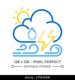 Icona a due linee di colore delle previsioni meteo Illustrazione Vettoriale