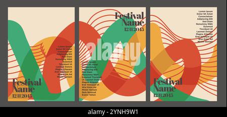 Poster abstract Vintage ornamentali. set di illustrazione vettoriale modello poster evento in stile astratto vintage Illustrazione Vettoriale