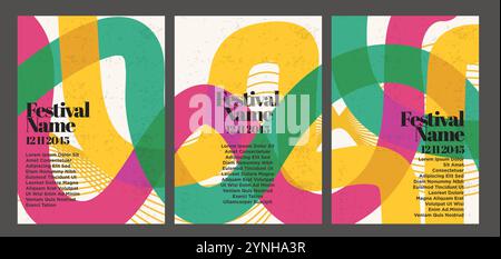 Set poster astratti linee retro classiche. illustrazione vettoriale del set di poster astratti vintage Illustrazione Vettoriale