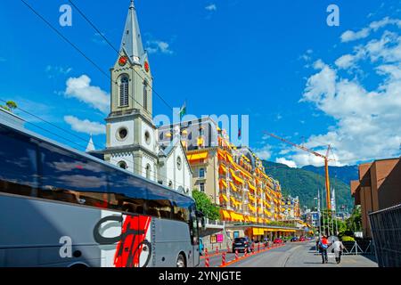 Grand Rue, Neue Apostolische Kirche, Hotel Montreux Palace Foto Stock