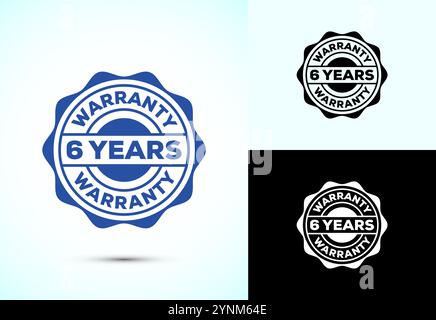Logo della garanzia di sei anni, simbolo dell'icona del logo della garanzia Illustrazione Vettoriale