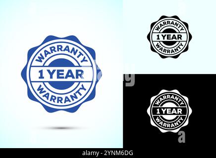 Pubblicità del badge di garanzia di un anno, simbolo dell'icona del logo di garanzia Illustrazione Vettoriale