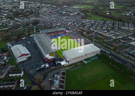 Vista aerea generale di Turf Moor, sede di Burnley, in vista della partita del Campionato Sky Bet Burnley vs Coventry City a Turf Moor, Burnley, Regno Unito, 26 novembre 2024 (foto di Craig Thomas/News Images) Foto Stock