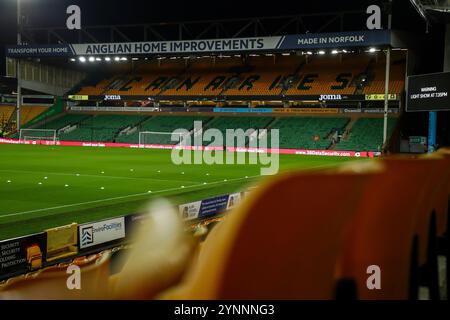 Norwich, Regno Unito. 26 novembre 2024. Una vista generale di Carrow Road prima del match per lo Sky Bet Championship Norwich City vs Plymouth Argyle a Carrow Road, Norwich, Regno Unito, 26 novembre 2024 (foto di Izzy Poles/News Images) a Norwich, Regno Unito il 26/11/2024. (Foto di Izzy Poles/News Images/Sipa USA) credito: SIPA USA/Alamy Live News Foto Stock