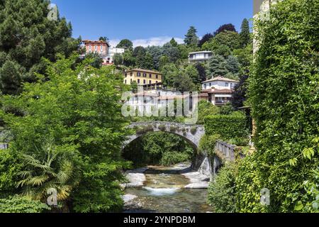Una vista sul Lago di Como vicino a Menaggio in Italia in estate Foto Stock