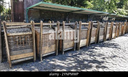 Slitte di vimini a Funchal, Madeira Foto Stock