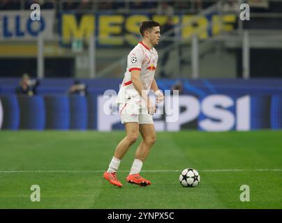 Milano, Italia. 26 novembre 2024. Durante la UEFA Champions League 2024/25, partita di calcio tra FC Inter e RB Leipzig il 26 novembre 2024 allo Stadio San Siro '' Giuseppe Meazza'' di Milano, Italia, credito: Nderim Kaceli/Alamy Live News Foto Stock