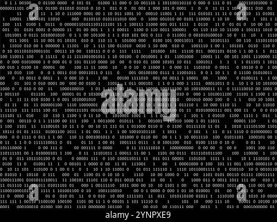 Sfondo del codice binario astratto con righe di zero e uno. Ideale per progetti di tecnologia, programmazione, sicurezza informatica, intelligenza artificiale e visualizzazione dei dati Foto Stock