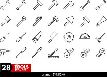Strumenti, artigianato, miglioramento della casa - set di icone Illustrazione Vettoriale