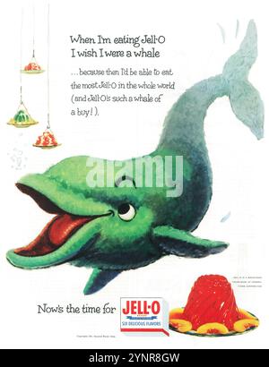 1954 Jell-o dessert ad.- General Foods Corporation - "vorrei essere una balena" Foto Stock