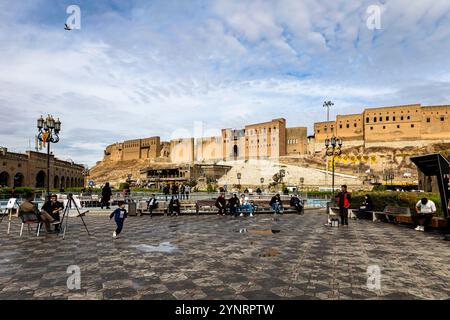 Cittadella di Erbil, Qalat, Hawler, tumulo storico (Tell), parco Shar, capitale del Kurdistan, Erbil, Iraq, Medio Oriente, Asia Foto Stock
