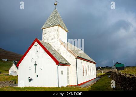 Chiesa di Vidareidi - Isole Faroe Foto Stock