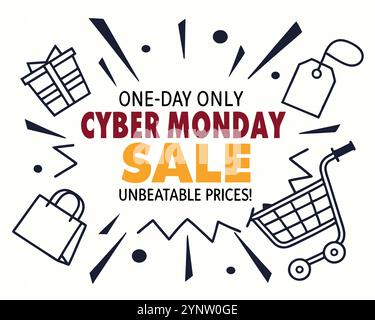 immagine vettoriale del banner di vendita del cyber monday Illustrazione Vettoriale