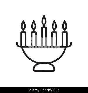 Kinara tradizionale disegnata a mano singola. sfondo. Stile Kwanzaa. Illustrazione astratta vettoriale della silhouette nera creativa per un kwnzaa felice. Illustrazione Vettoriale