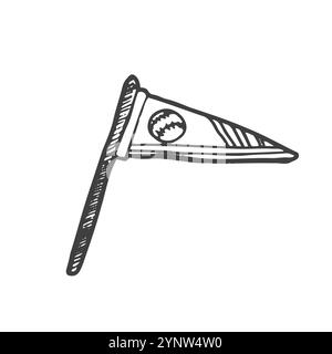 Icona della bandiera di baseball illustrazione di Silhouette. Sport Banner campo vettore grafico simbolo pittogramma clip Art. Illustrazione Vettoriale