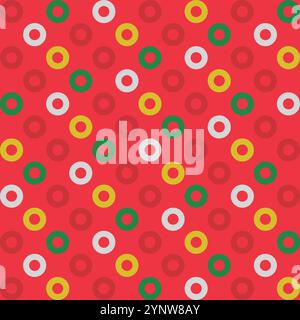 Sfondo geometrico astratto senza cuciture con cerchi. Questo moderno motivo vettoriale, caratterizzato da uno stile minimalista, è caratterizzato da eleganti pois Illustrazione Vettoriale