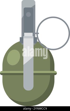 Una granata verde cartoonesca con manico in argento Illustrazione Vettoriale