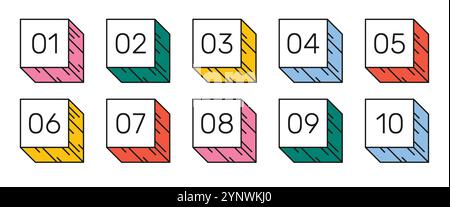 Punti elenco numerati da 1 a 10 Illustrazione Vettoriale