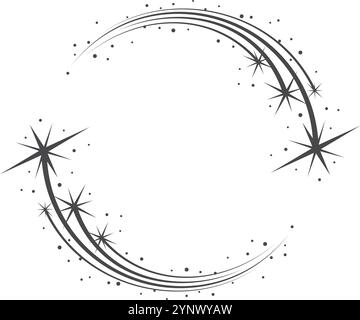 Un'immagine in bianco e nero di un cielo stellato notturno con un design a spirale Illustrazione Vettoriale