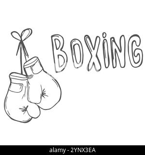 Illustrazione boxe in stile doodle in formato vettoriale. Include il testo Illustrazione Vettoriale