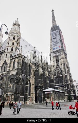 Dopo Natale, la folla riempie il quartiere pedonale della famosa Stephansplatz nella piazza principale della città di Vienna Foto Stock