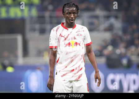 Milano, Italie. 26 novembre 2024. Amadou HAIDARA dell'RB Leipzig durante la partita di calcio UEFA Champions League, fase MD5 tra FC Internazionale e RB Leipzig il 26 novembre 2024 allo stadio Giuseppe-Meazza di Milano, Italia - foto Matthieu Mirville (F Bertani)/DPPI Credit: DPPI Media/Alamy Live News Foto Stock