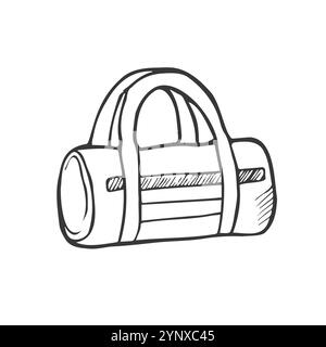 Borsa sportiva disegnata a mano simbolo di schizzo isolato su sfondo bianco. Borsa Vector Sports in stile trendy. Illustrazione Vettoriale