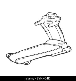 Doodle sketch macchina disegnata a mano palestra tapis roulant Illustrazione Vettoriale