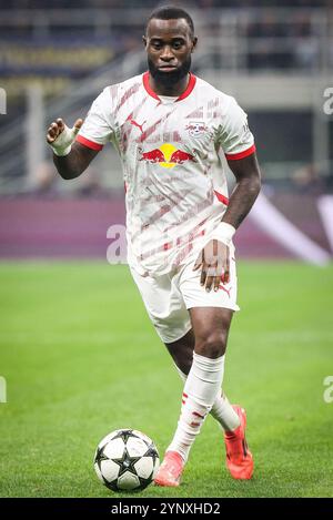 Milano, Italie. 26 novembre 2024. Lutsharel GEERTRUIDA dell'RB Leipzig durante la partita di calcio UEFA Champions League, fase MD5 tra FC Internazionale e RB Leipzig il 26 novembre 2024 allo stadio Giuseppe-Meazza di Milano, Italia - foto Matthieu Mirville (F Bertani)/DPPI Credit: DPPI Media/Alamy Live News Foto Stock