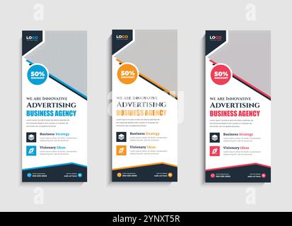 Banner roll-up aziendale o progettazione di stand-up per Digital Marketing Agency Illustrazione Vettoriale
