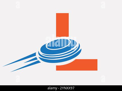 Lettera iniziale L Hockey Puck Logo modello vettoriale Illustrazione Vettoriale