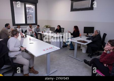 Milano, Italia. 27 novembre 2024. Via Sammartini 75. Inaugurazione Centro accoglienza per rifugiati e richiedenti asilo. - Cronaca - Milano, Italia - Mercoled&#xec; 27 novembre 2024 (foto Alessandro Cimma/Lapresse) via Sammartini 75. Inaugurazione del Centro accoglienza per rifugiati e richiedenti asilo. - Chronicle - Milano, Italia - mercoledì 27 novembre 2024 (foto Alessandro Cimma/Lapresse) crediti: LaPresse/Alamy Live News Foto Stock