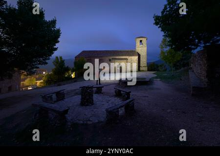 Riópar viejo città di notte (Albacete - Spagna) Foto Stock