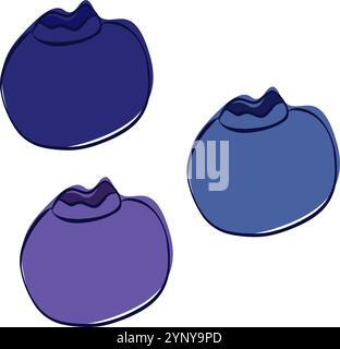 Linea grafica isolata mirtillo maturo. mirtillo vettoriale, sfoggia un profondo indaco su sfondo trasparente Illustrazione Vettoriale