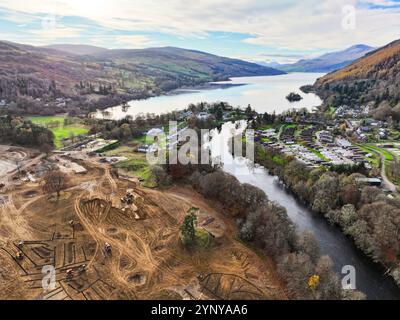 Vista aerea del campo da golf della tenuta del castello di Taymouth in costruzione Foto Stock