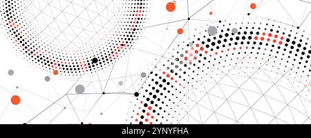 Background tecnologico astratto con effetto plesso. Arte vettoriale. Illustrazione Vettoriale